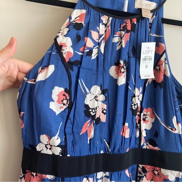 MWT Loft Halter Fit Flare Floral Dress 6 - Picture 4 of 12